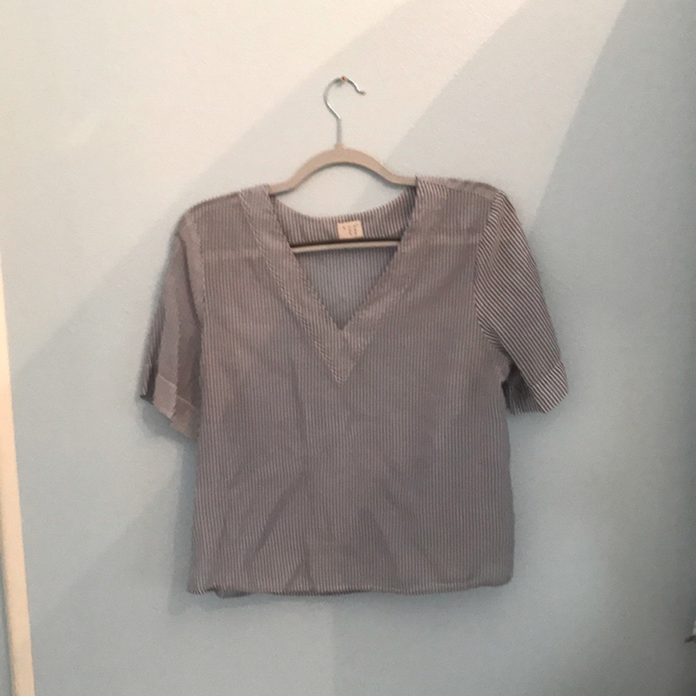 Blue Striped V-Neck Shirt